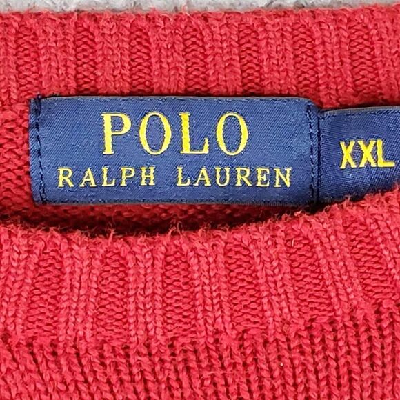 Polo Ralph Lauren Sweater Mens Crew Neck Pullover Red Vintage Chunky Size XXL - Picture 6 of 9